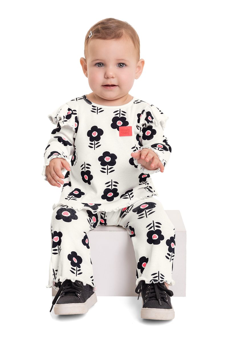 Conjunto-Blusa-e-Calca-Flare-para-Bebe-Menina--Branco--Quimby