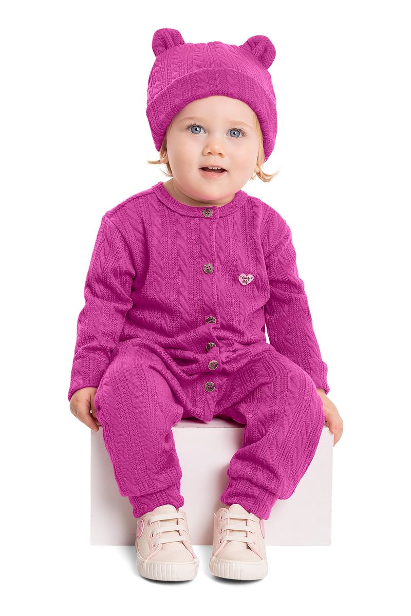 Macacao-e-touca-Trico-para-Bebe-Menina--Rosa-Pink--Quimby