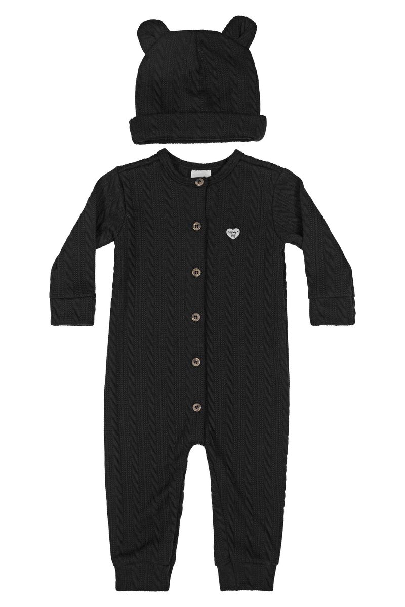 Macacao-e-touca-Trico-para-Bebe-Menina--Preto--Quimby