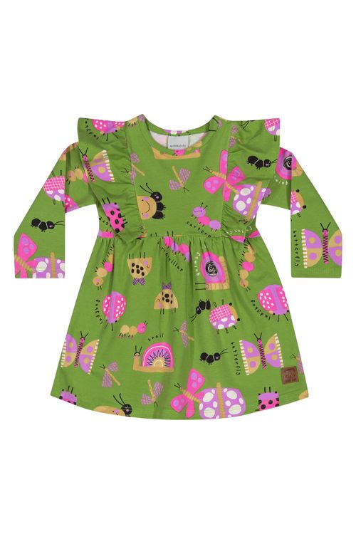 Vestido em Molecotton para Bebê Menina (Verde) Quimby