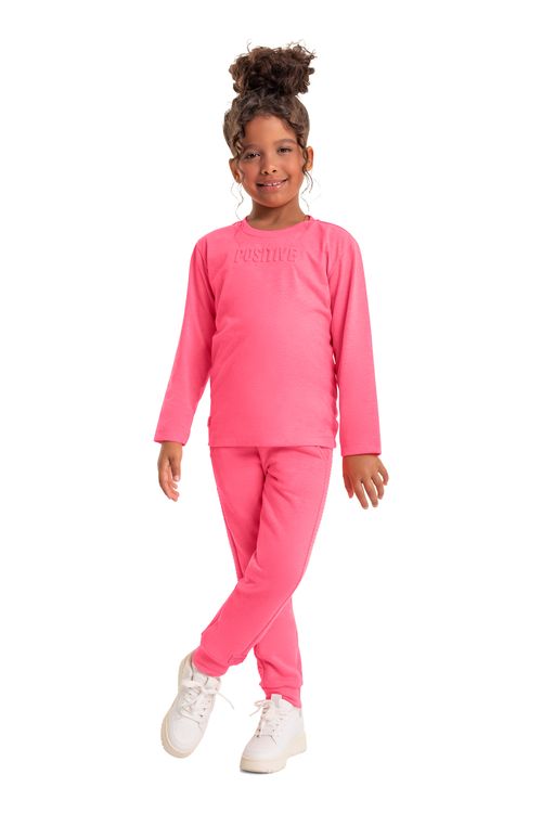 Calça Básica Infantil Unissex em Moletom (Rosa Pink) Quimby