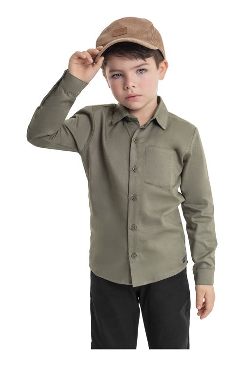 Camisa Flanelada Infantil Menino (Verde Escuro) Quimby