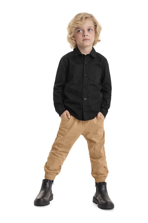 Camisa Flanelada Infantil Menino (Preto) Quimby