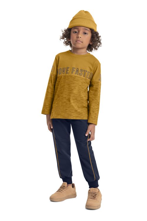 Conjunto Camiseta e Calça Infantil Menino (Marrom) Quimby