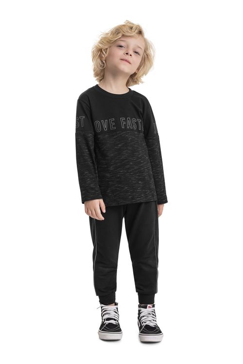 Conjunto Camiseta e Calça Infantil Menino (Preto) Quimby