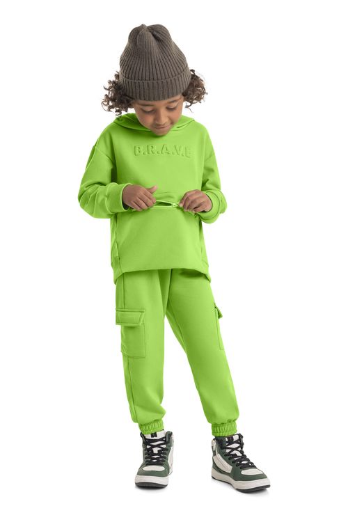 Conjunto Blusão e Calça em Moletom Infantil Menino (Verde Claro) Quimby