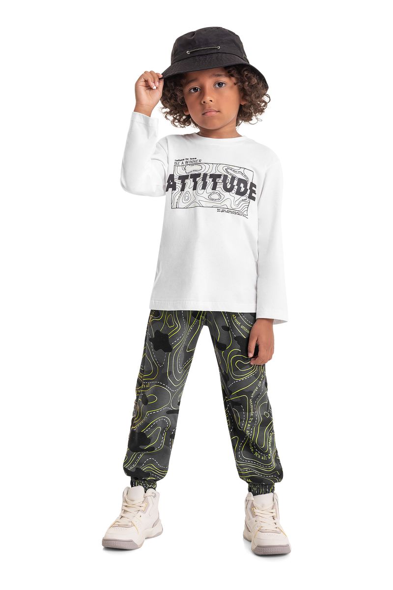 Conjunto-Camiseta-e-Calca-Infantil-Menino--Branco--Quimby