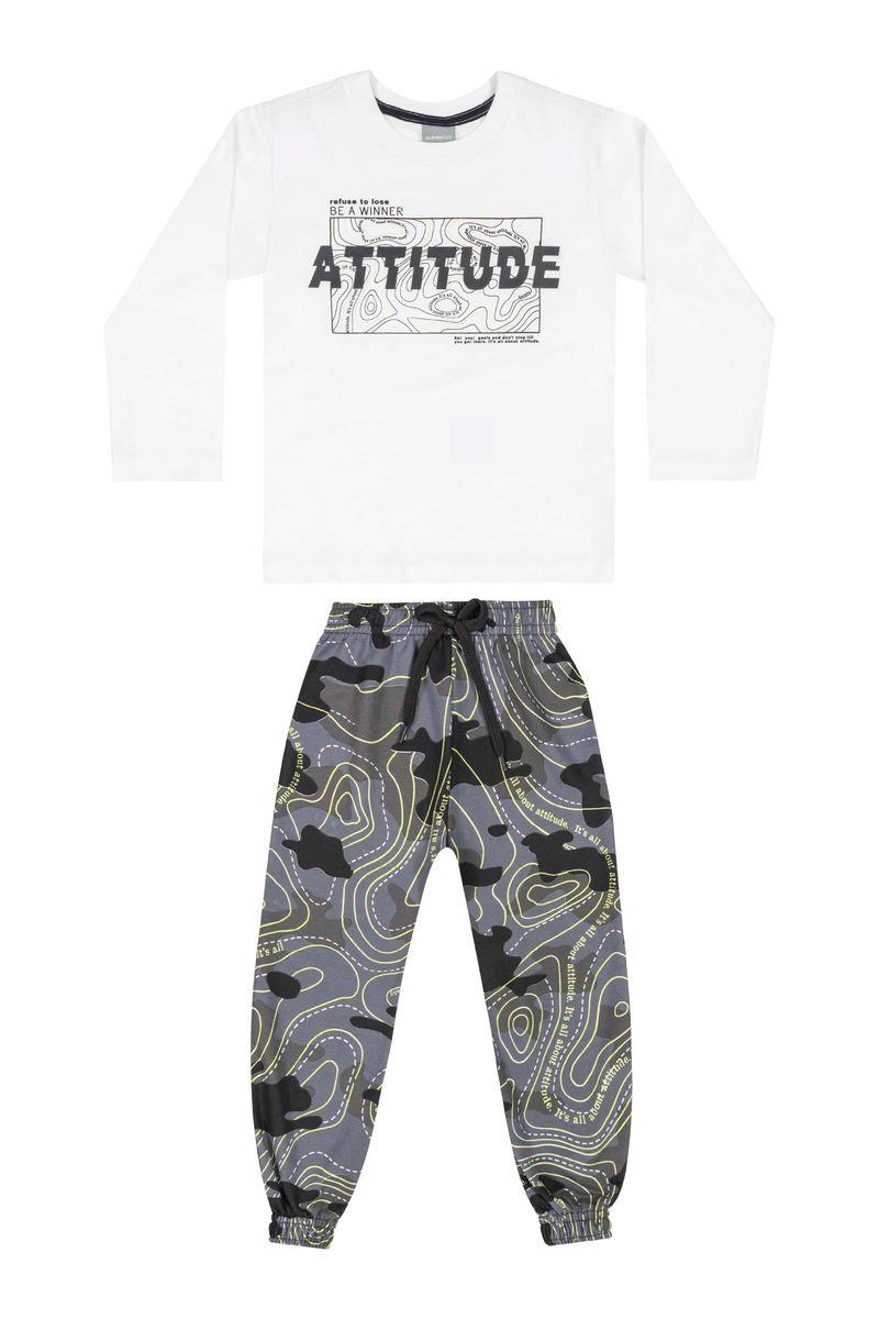 Conjunto-Camiseta-e-Calca-Infantil-Menino--Branco--Quimby