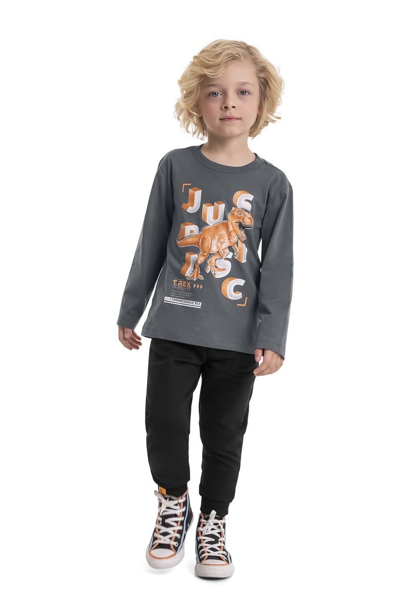 Camiseta-em-Meia-Malha-Infantil-Menino--Cinza-Escuro--Quimby