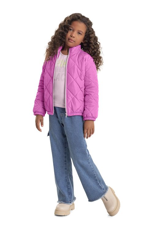 Jaqueta Puffer Infantil Menina (Lilás Neon) Quimby