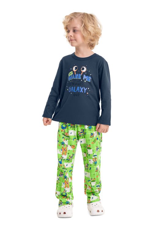 Pijama Camiseta e Calça Infantil Menino (Azul Marinho) Quimby