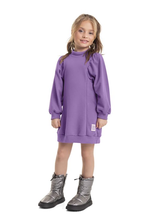 Vestido em Moletom Infantil (Roxo) Quimby