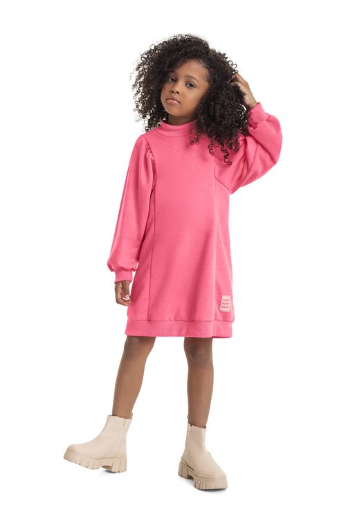 Vestido em Moletom Infantil (Rosa) Quimby