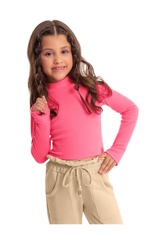 Cropped em Ribana Infantil para Meninas (Rosa) Quimby