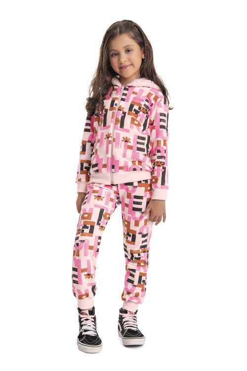 Conjunto Jaqueta e Calça Infantil Menina (Rosa) Quimby