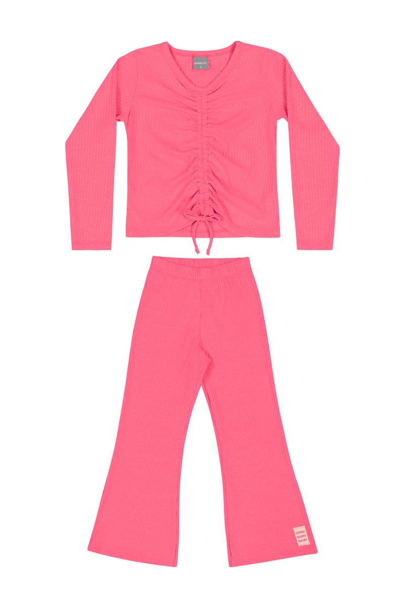Conjunto-Blusa-e-Calca-Flare-Infantil-Menina--Rosa--Quimby