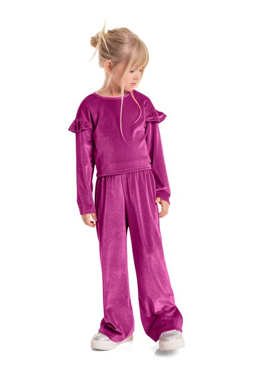 Conjunto Cropped e Wide leg Infantil Menina (Roxo) Quimby