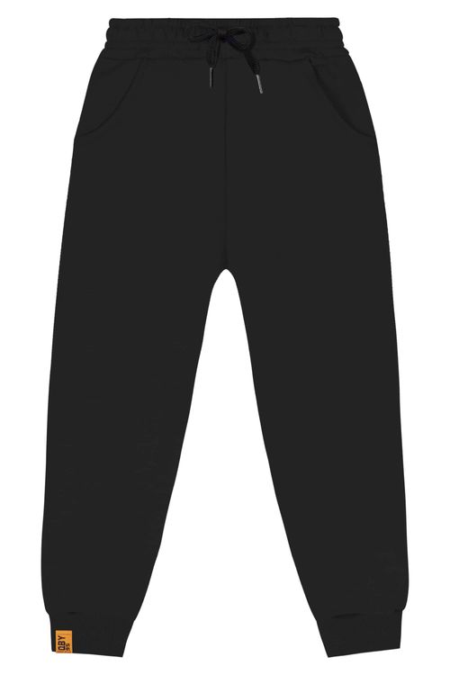 Calça Básica em Moletom Peluciado Infantil Menino (Preto) Quimby