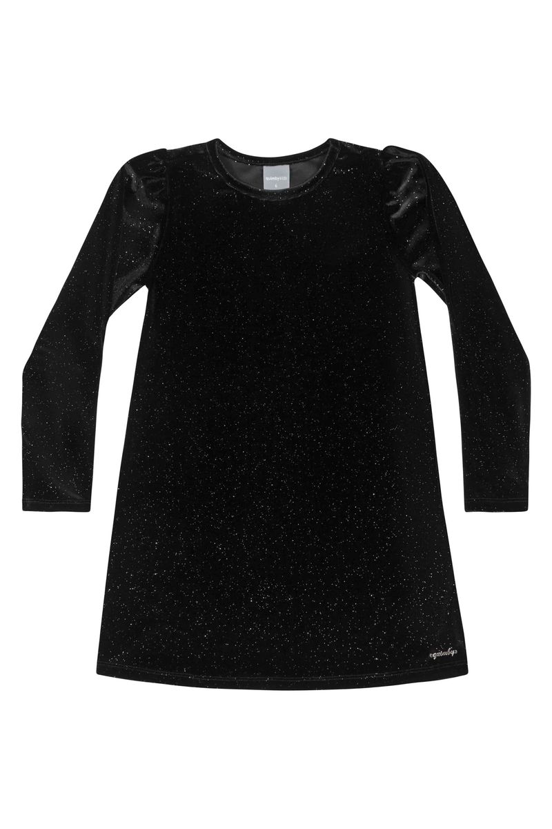 Vestido-em-Veludo-com-Glitter-Infantil--Preto--Quimby