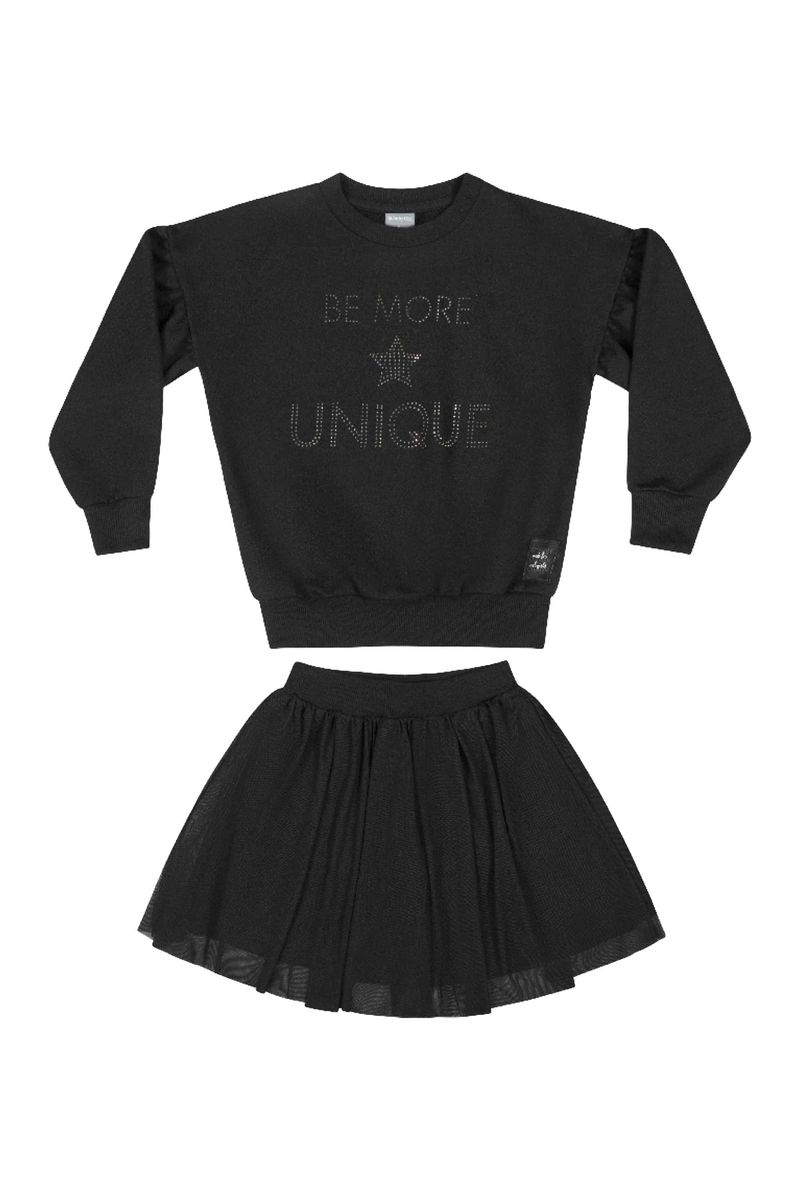 Conjunto-Blusao-e-Saia-Infantil-Menina--Preto--Quimby