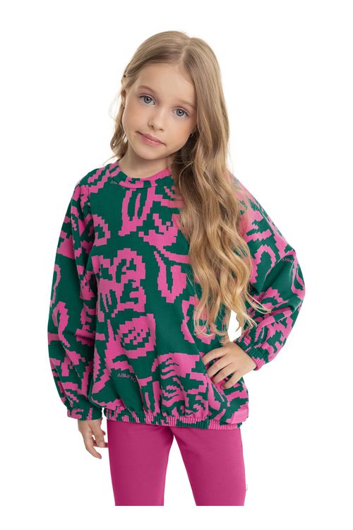 Blusão Estampado Infantil Menina (Verde) Quimby