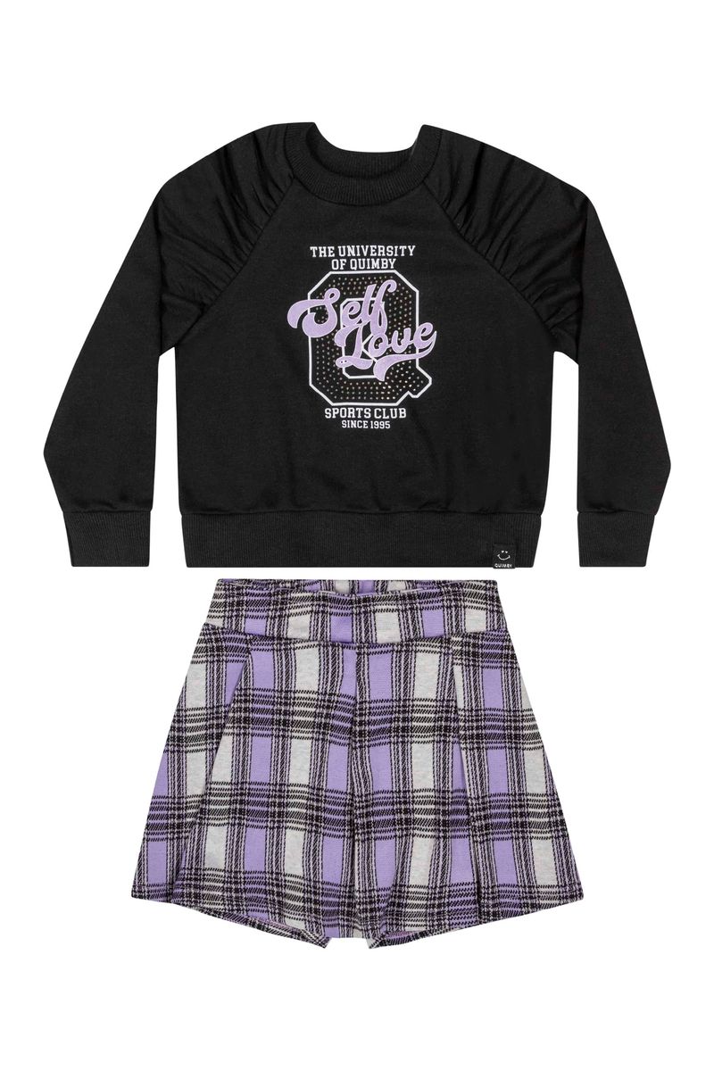 Conjunto-Blusao-e-Short-Saia-Infantil-Menina--Preto--Quimby