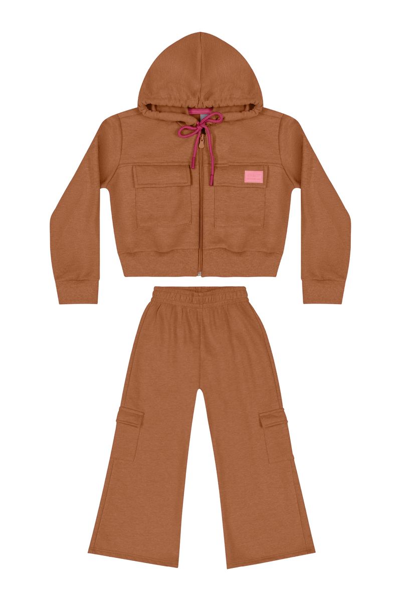 Conjunto-Jaqueta-Cropped-e-Wide-Leg-Infantil-Menina--Marrom--Quimby