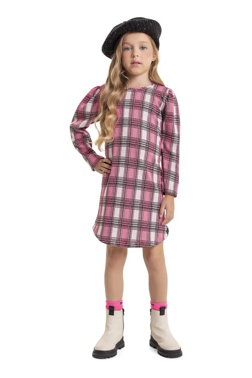 Vestido Xadrez Infantil (Rosa) Quimby