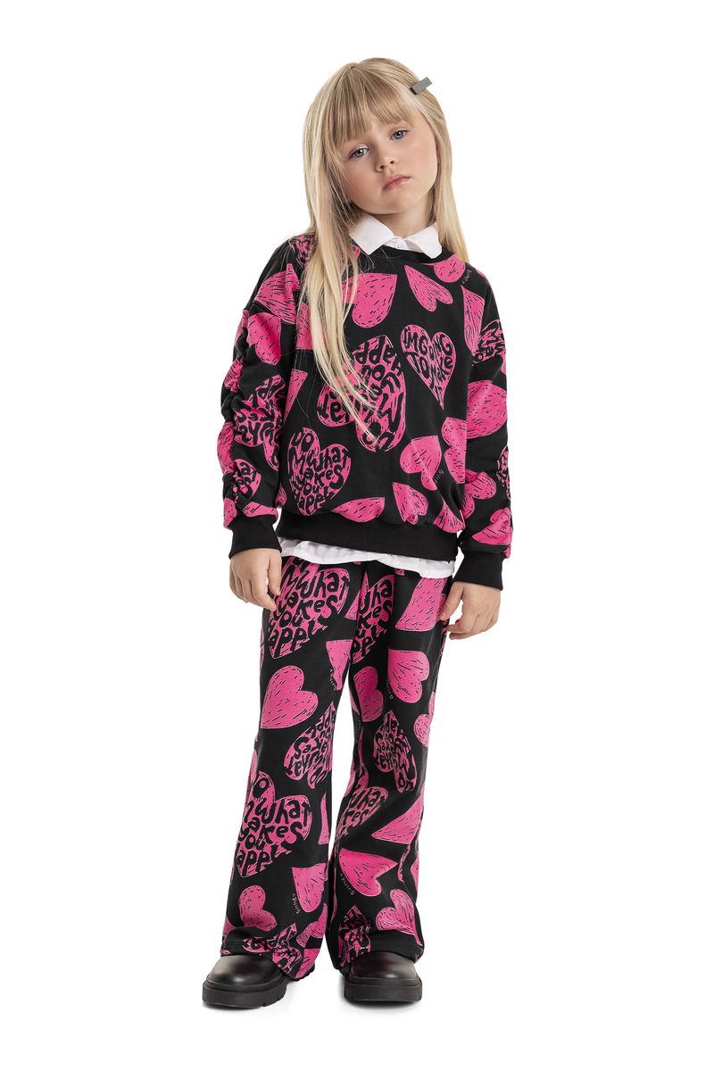 Conjunto-Blusao-e-Calca-Wide-Leg-Infantil-Menina--Preto--Quimby