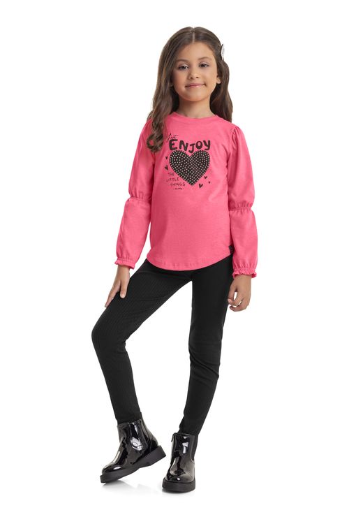 Conjunto Blusa e Legging Infantil Menina (Rosa) Quimby