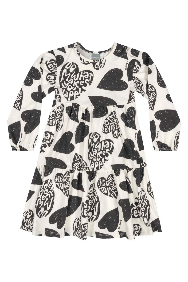 Vestido-Estampado-Infantil--Preto--Quimby