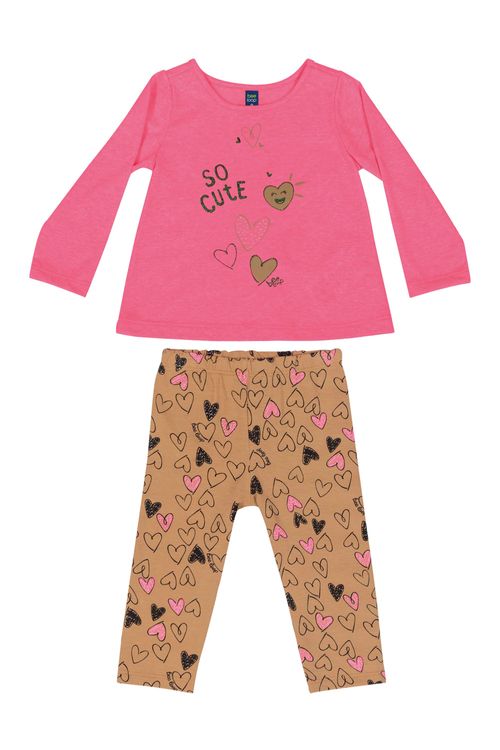 Conjunto Blusa e Legging Bebê Menina (Rosa) Bee Loop