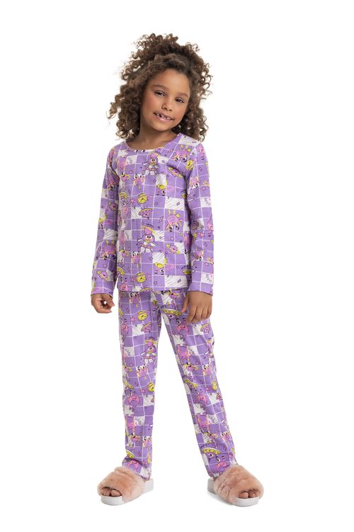 Pijama Xadrez Infantil Menina (Roxo) Quimby