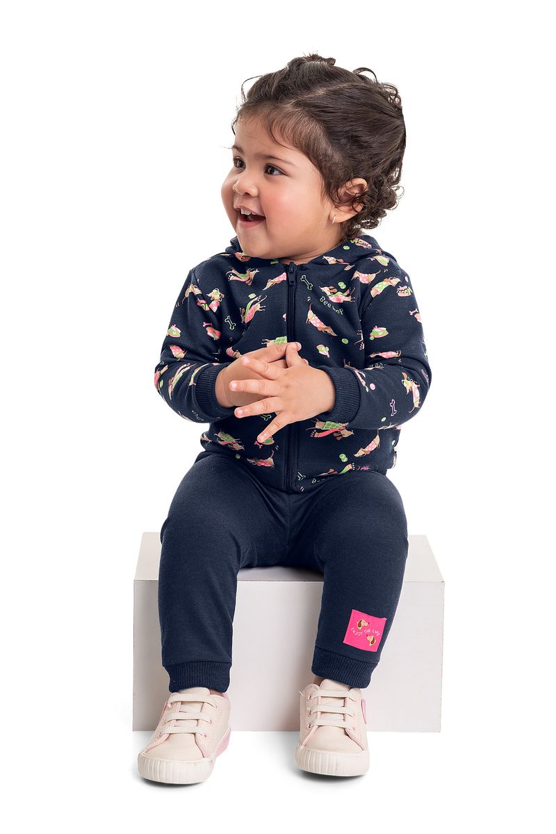 Conjunto-Jaqueta-e-Calca-em-Moletom-Bebe-Menina--Azul-Marinho--Bee-Loop