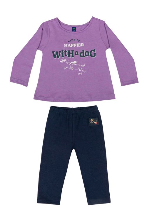 Conjunto Blusa e Legging Bebê Menina (Roxo) Bee Loop