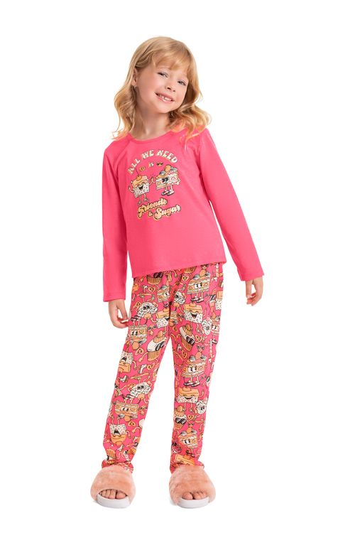 Pijama Estampado Infantil Menina (Rosa Pink) Quimby