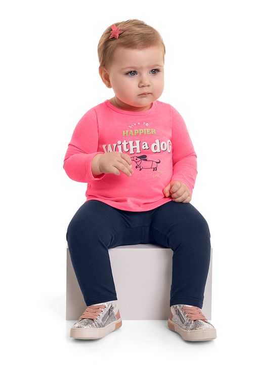 Conjunto Blusa e Legging Bebê Menina (Rosa) Bee Loop