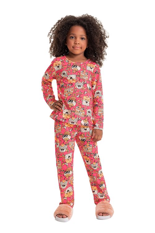 Pijama Estampado Infantil Menina (Rosa Pink) Quimby