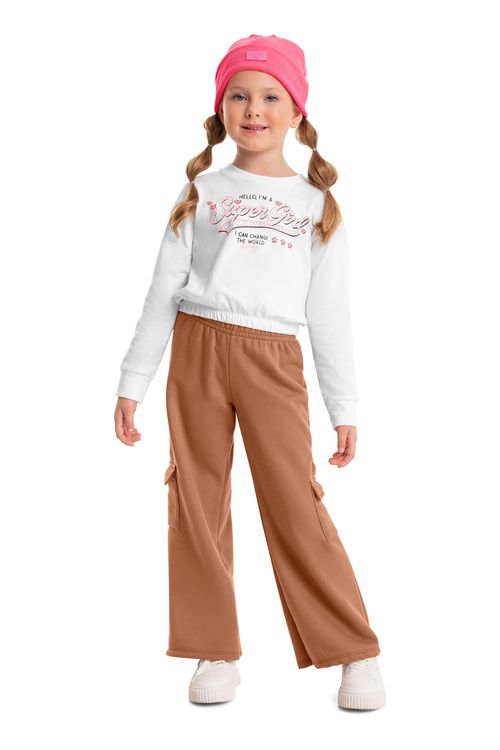 Cropped em meia malha Infantil Menina (Branco) Quimby