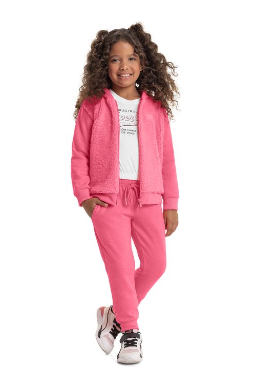 Conjunto Jaqueta e Calça Infantil Menina (Rosa) Quimby