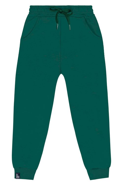 Calça Básica em Moletom Peluciado Infantil Menino (Verde) Quimby