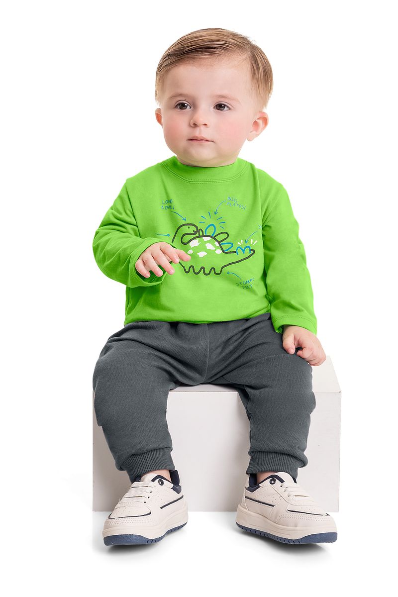 Conjunto-Camiseta-e-Calca-Bebe-Menino--Verde--Bee-Loop