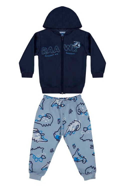 Conjunto Jaqueta e Calça em Moletom Bebê Menino (Azul Marinho) Bee Loop