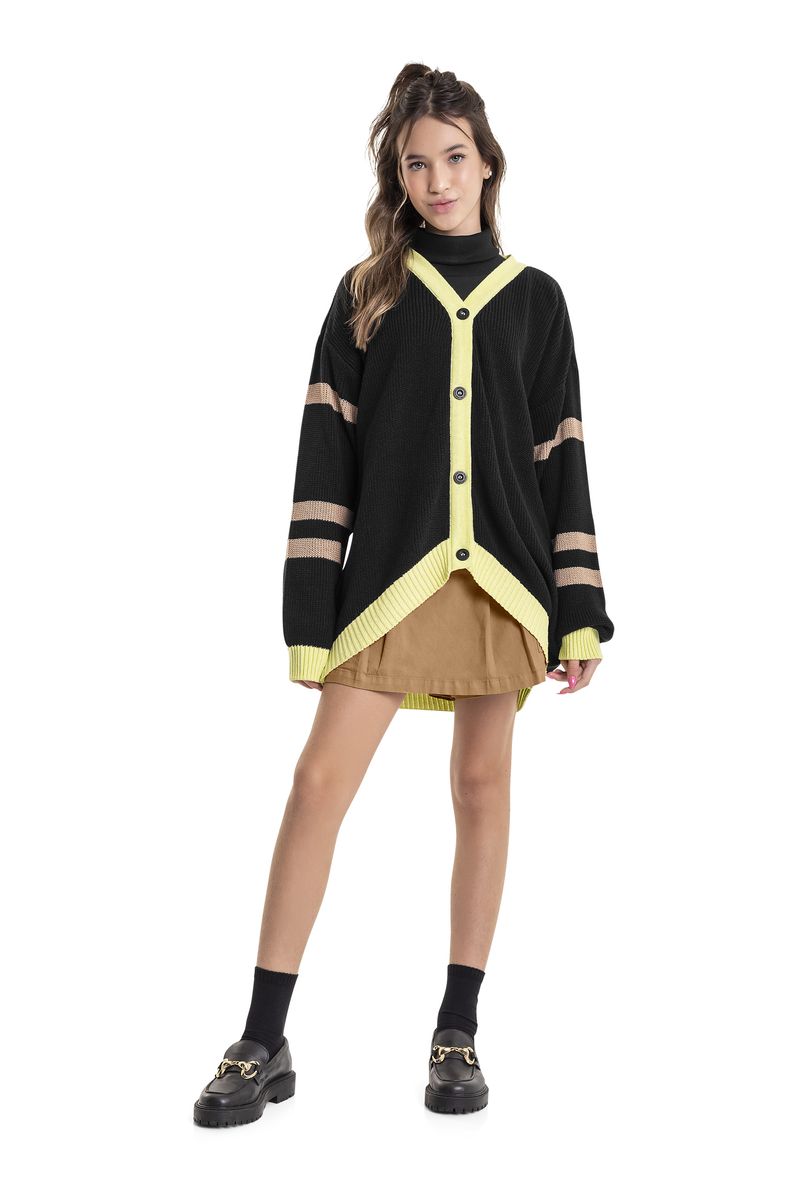 Cardigan-em-Trico-Juvenil--Preto--Gloss