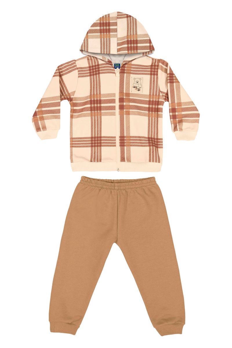 Conjunto-Jaqueta-Xadrez-e-Calca-Bebe-Menino--Marrom--Bee-Loop-
