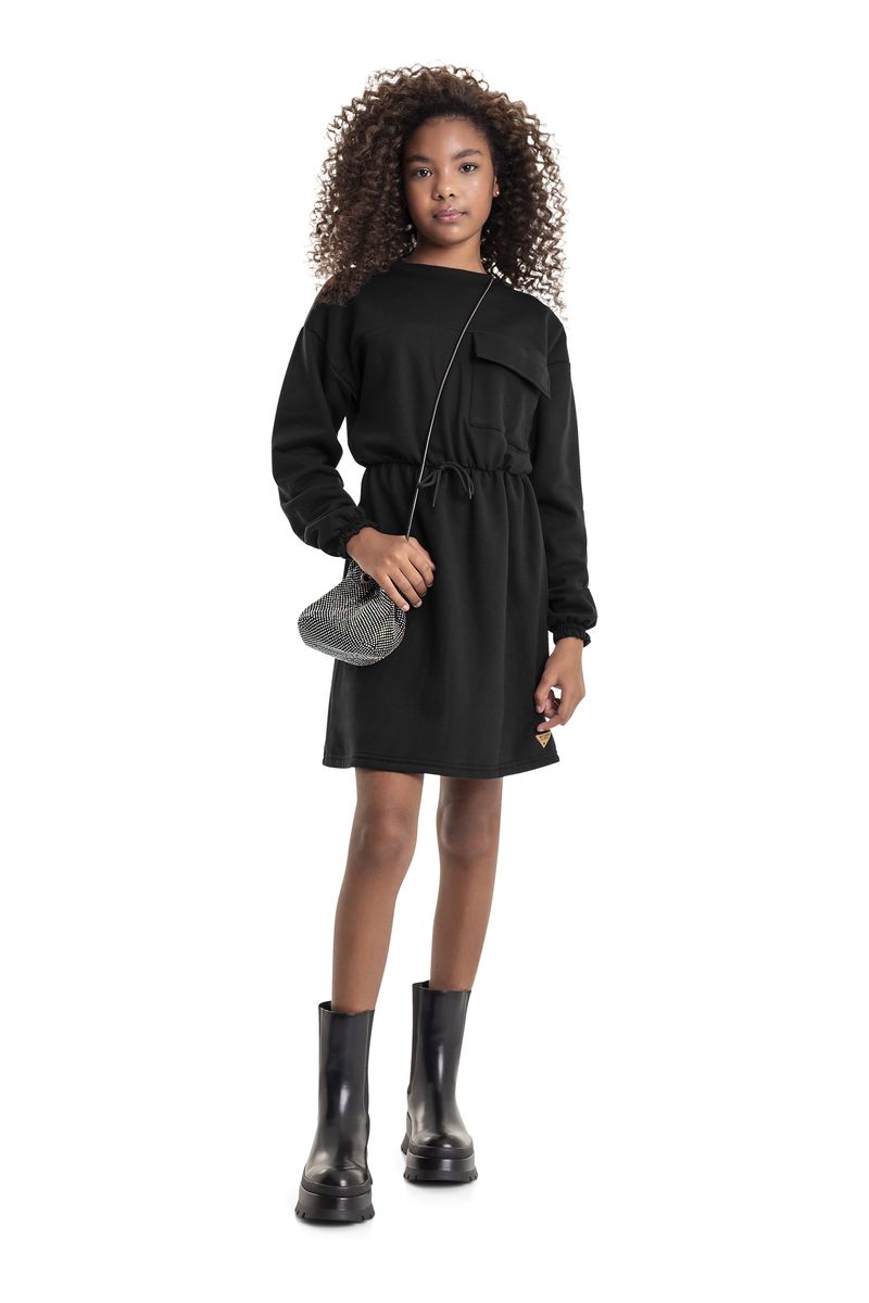 Vestido-em-Moletom-Juvenil--Preto--Gloss