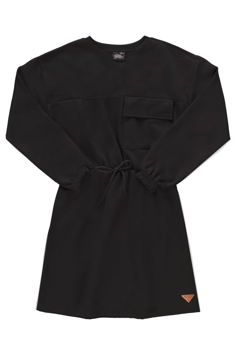 Vestido-em-Moletom-Juvenil--Preto--Gloss