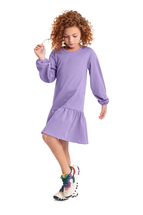 Vestido em Malha com Lurex Juvenil (Roxo) Gloss