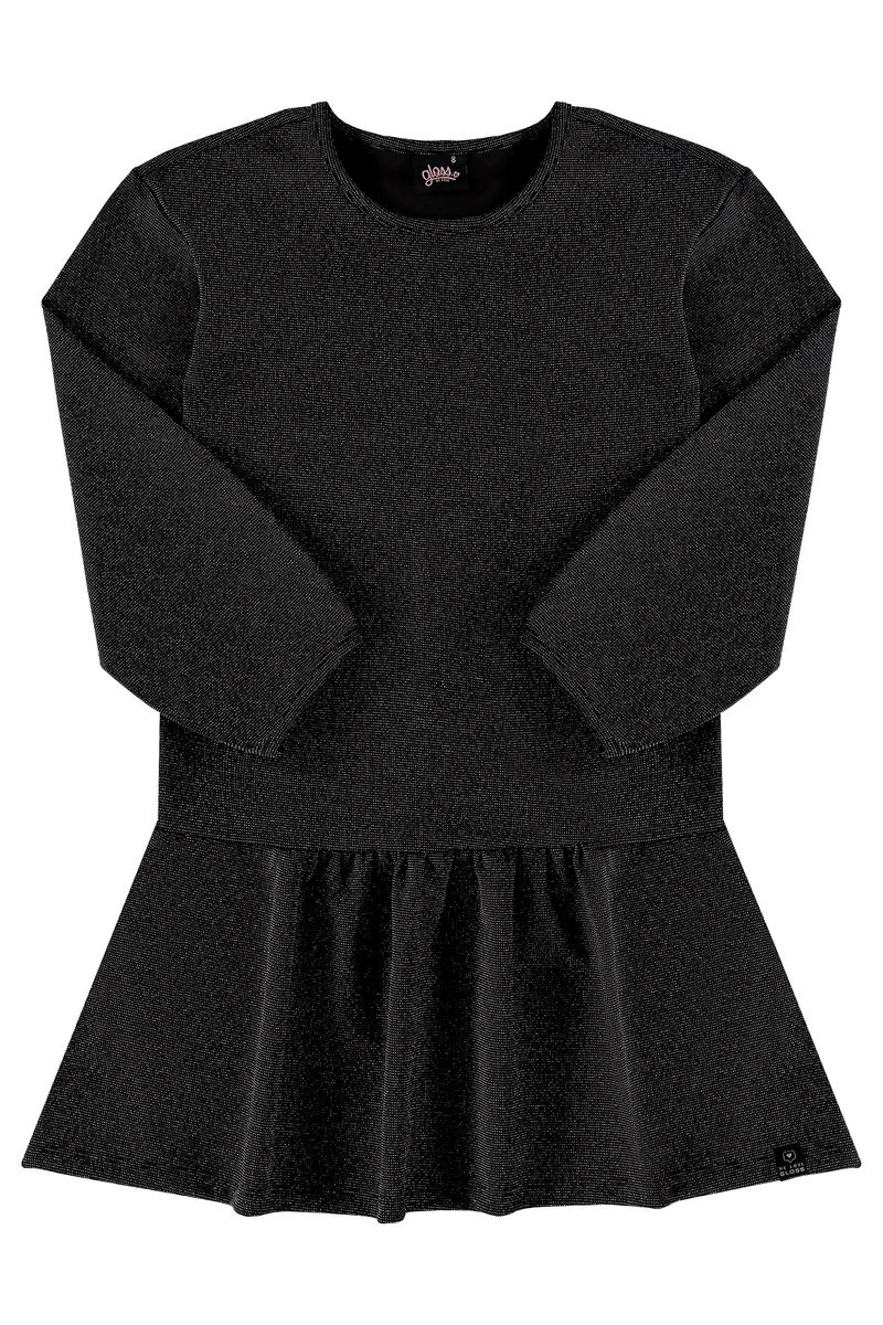Vestido-em-Malha-com-Lurex-Juvenil--Preto--Gloss