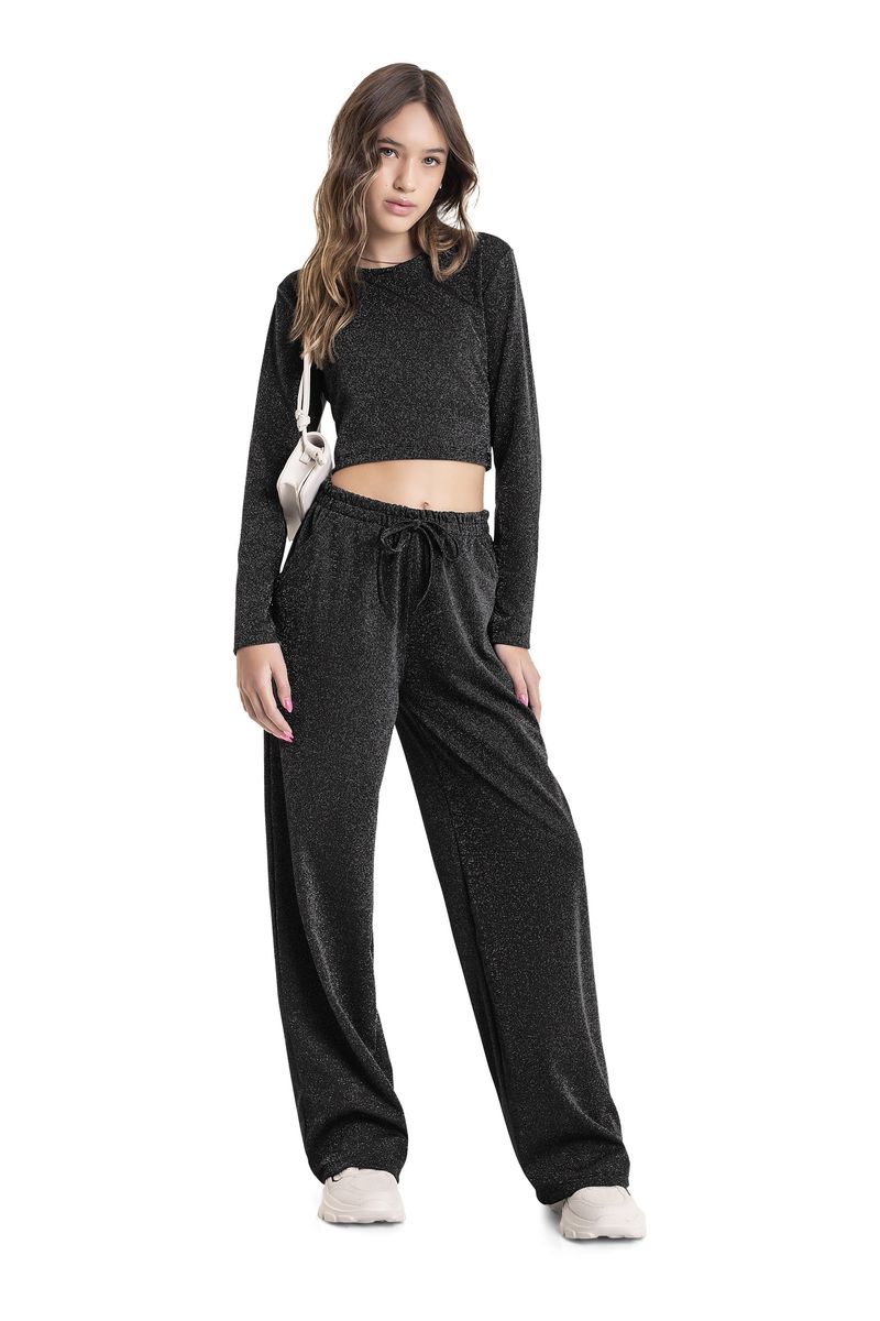 Calca-Wide-Leg-em-Malha-com-Lurex-Juvenil--Preto--Gloss